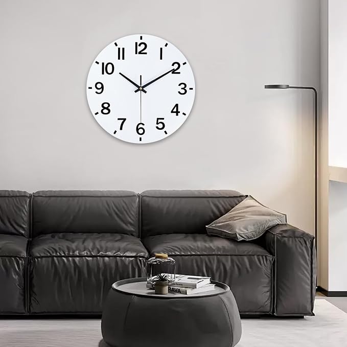 HZDHCLH Wall Clock 12 Inch Silent Non Ticking Wood Battery Operated White - Image 9