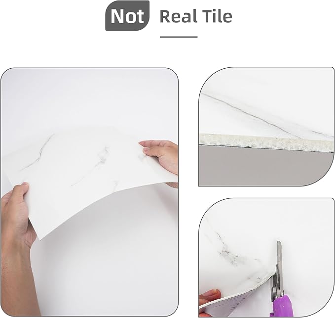 Vieshful 10pcs Peel and Stick Backsplash Tile,12"x12" Self Adhesive Marble Tile - Image 9
