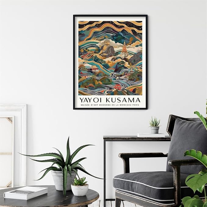Yayoi Kusama Black Framed Wall Art Vintage Japanese Poster 11X14 in Abstract - Image 6