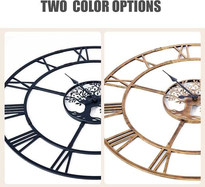 48 Inch Large Wall Clock for Living Room– Black Metal Clock - Image 7
