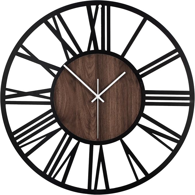 LEIKE Large Wall Clocks, Non Ticking, Battery Operated Rustic Round Modern Big - Image 8