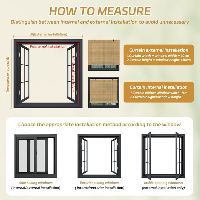 Bamboo Roll Up Shades for Windows 32Wx72L, Light Filtering Hanging Window Blinds - Image 7