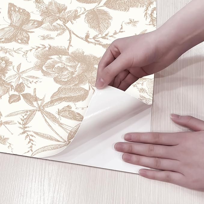 JiffDiff Vintage Peel and Stick Wall Stick,Champagne Wallpaper Rose Removable - Image 6