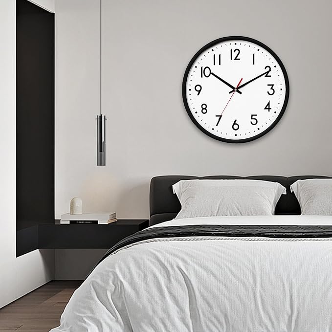 HZDHCLH Wall Clock Black, Silent Wall Clocks Battery Operated 8 Inch Modern Non - Image 8
