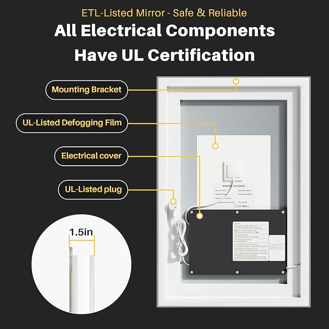 Briivue 68x40 Inch LED Bathroom Mirror - Image 8