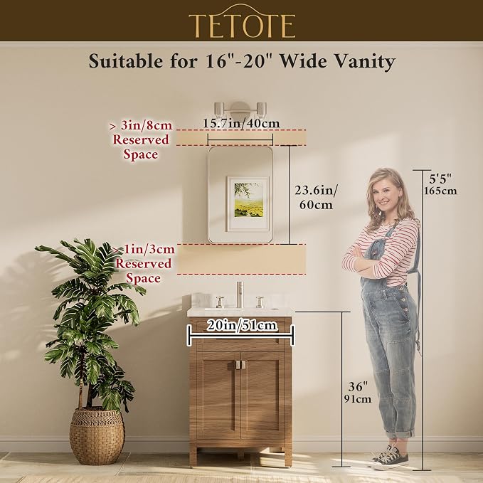 TETOTE Brushed Nickel Bathroom Mirror 16 x 24 Inch - Image 8