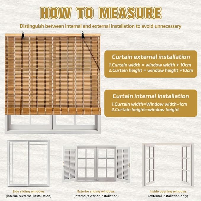 35x48 Inch Bamboo Blinds for Interior Windows, Light-Filtering & Privacy - Image 7