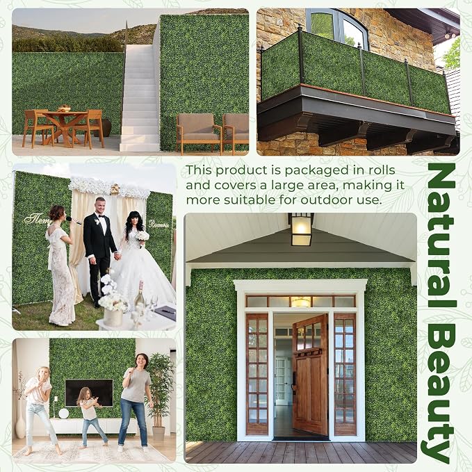 Artificial Boxwood Backdrop Roll: 60"x120" UV-Anti Greenery Faux Grass Hedge - Image 6