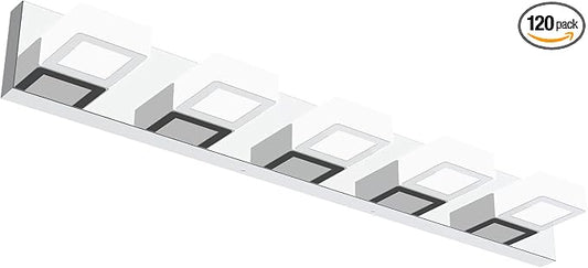 Ralbay Dimmable Chrome Bathroom Light Fixtures 5 Lights Modern LED Vanity Light by RalbayLighting