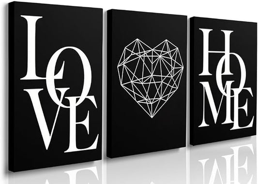 GUBIYU Love Home Wall Decor Black and White Farmhouse Modern Art by GUBIYU