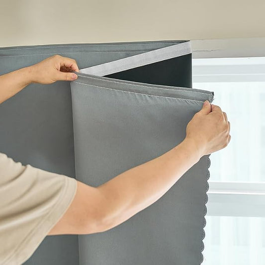 AJAZZ 100% Blackout Shades Window Cover Self Adhesive Curtains Sticky Curtain by AJAZZ