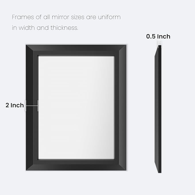Amorho Black Bathroom Mirror, Living Room, Large Rectangle Vanity Mirrors. - Image 7