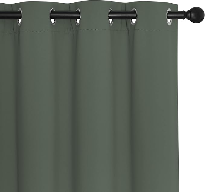 NICETOWN Blackout Curtains 72 inches Long, Grommet Privacy Window Treatment Thermal Insulated Room Darkening Sliding Glass Door Drape for Bedroom Living Room, 1 Panel, W100 x L72, Dark Mallard
