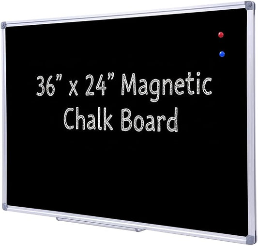 36 x 24 Inch Magnetic Black Chalkboard by DexBoard