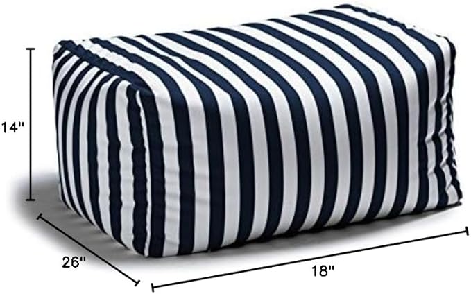 Jaxx Leon Outdoor Bean Bag Ottoman, Navy Striped