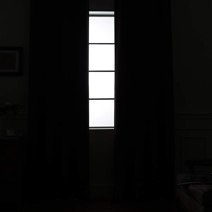Yakamok 100% Dark Gray Blackout Window Curtain Panels Full Light Blocking Drapes - Image 9