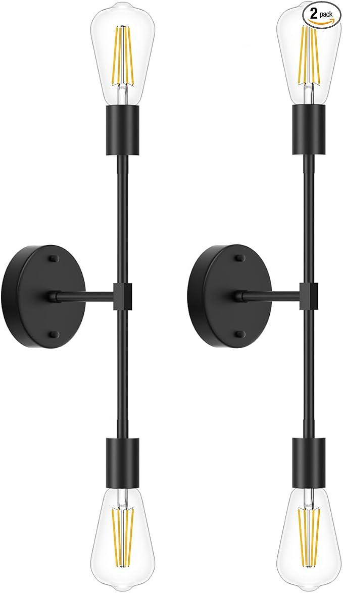 FadimiKoo 2-Light Black Bathroom Light Fixtures, Modern Wall Sconces Lighting by FadimiKoo