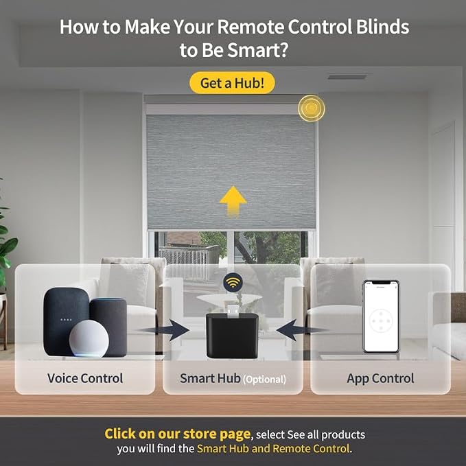 Motorized Smart Blinds With Remote, Grasscloth Fabric Roller Shades With - Image 5