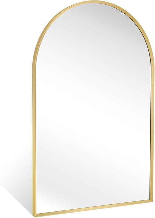 20" x 30" Gold Arched Mirror, Arch Bathroom Vanity Wall Mirror, Modern Aluminum by Minuover