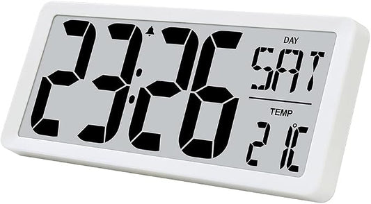 TXL 14.2" Large Digital Day Wall Clock, Custom 8 Languages Calendar, Count by TXL