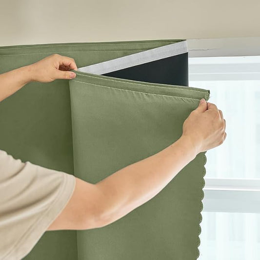 AJAZZ 100% Black Out Curtains Adhesive Blackout Temporary Curtain Rod No by AJAZZ
