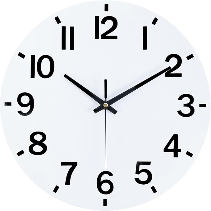 HZDHCLH Wall Clock 8 Inch Silent Non Ticking Wood Battery Operated White Wooden by HZDHCLH
