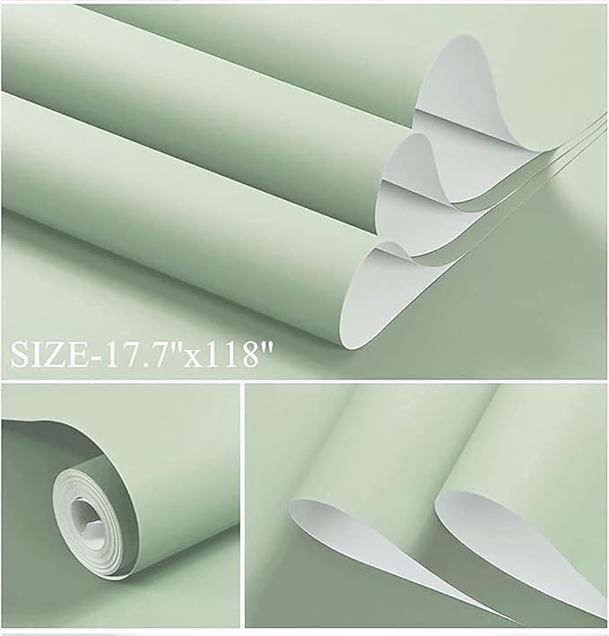 Dimoon 236''x17.7'' Green Peel and Stick Wallpaper Contact Paper Modern Self - Image 3