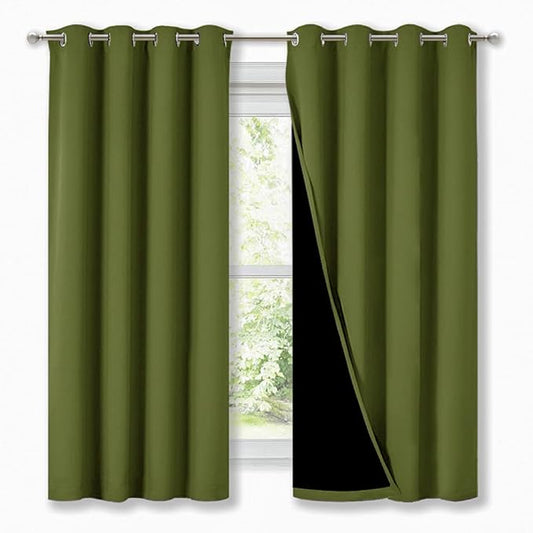 NICETOWN 100% Blackout Curtain Panels, Thermal Insulated Black Liner Curtains by NICETOWN