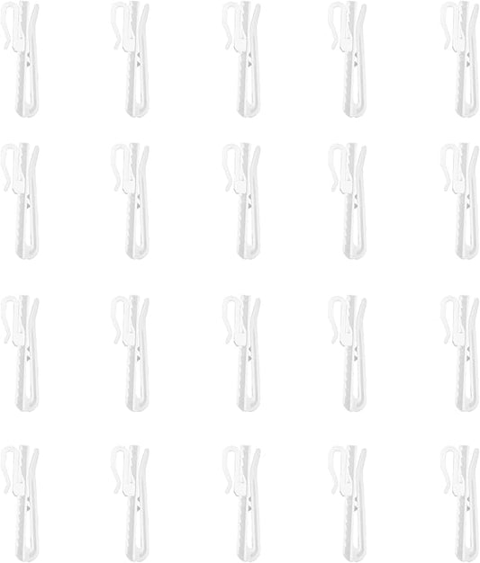 20 PCS Plastic Curtain Hooks Adjustable Pinch Pleat Curtain Clips Room Divider by CBSROROHome