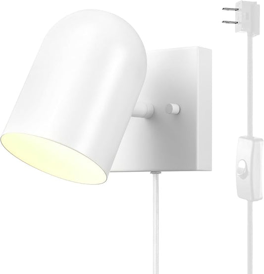 Globe Electric 65000146 1-Light Plug-in or Hardwire Wall Sconce, Matte White by GlobeElectric