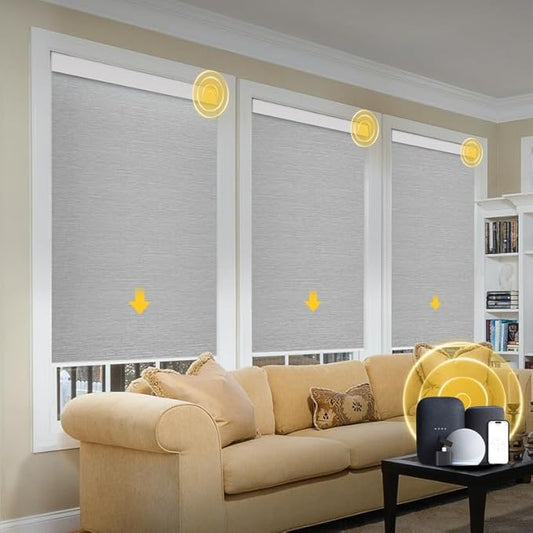 Motorized Smart Blinds With Remote, Grasscloth Fabric Roller Shades With by Enjoyyoursmartlife