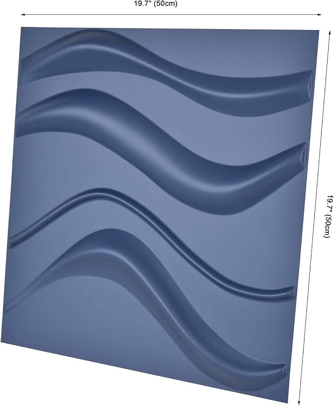 Art3d Navy Blue 3D Wall Panel PVC Slim Wave Covers 32 Sqft, - Image 5