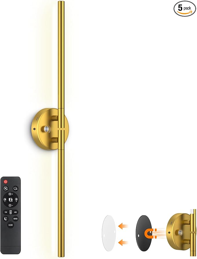 Wall Sconces with Remote, Rechargeable Battery Operated, Wireless Magnetic Wall by NoeiiT