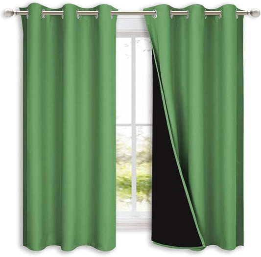 NICETOWN 100% Blackout Curtains 45 inches Long, Forest Green, 1 Pair, 42 inches by NICETOWN