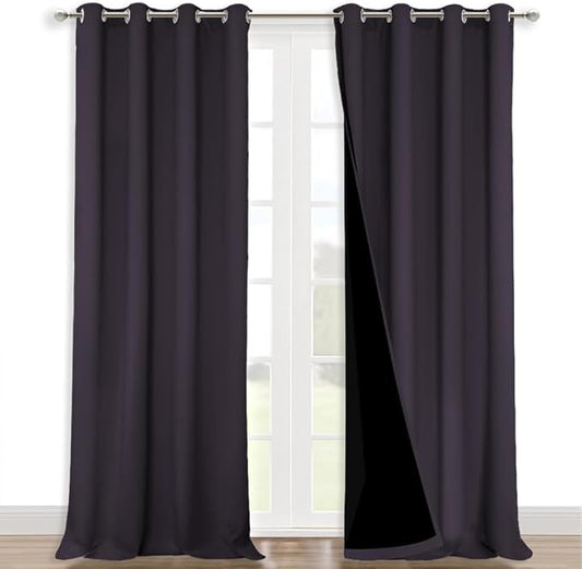 NICETOWN Full Shading Curtains for Windows, Super Heavy-Duty Black Lined by NICETOWN