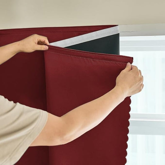 AJAZZ Self Adhesive Curtains 100% Blackout Shades Window Cover Sticky Curtain by AJAZZ
