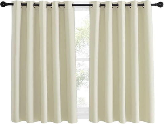 NICETOWN Room Darkening Beige Curtain 54 inches Long, Thermal Insulated Solid by NICETOWN