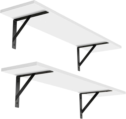 DINZI LVJ Long Wall Shelves, 24 Inch White Floating Shelves Set of 2, by DINZILVJ