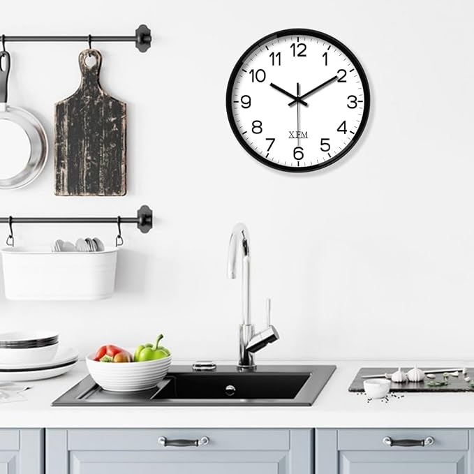 XFM Large Wall Clock Black Silent Wall Clocks Battery Operated 16 Inch Modern - Image 3