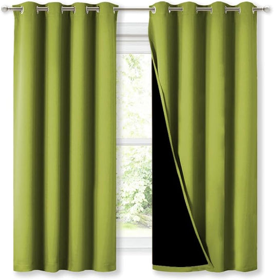 NICETOWN 100% Blackout Curtains 54 inches Long, Fresh Green, 1 Pair, 52 inches by NICETOWN