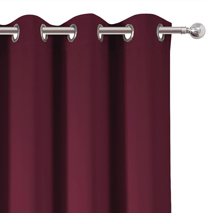 LEMOMO Blackout Curtains 52 x 90 Inch Long Burgundy Red Curtains Set of 2 - Image 6