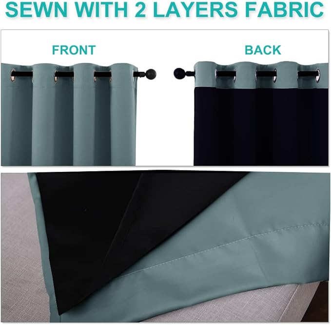 NICETOWN 100% Blackout Curtains 57 inches Long, Double-Deck Completely Blackout - Image 5
