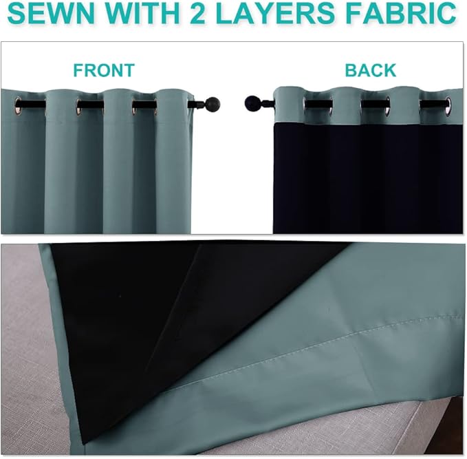 NICETOWN 100% Blackout Curtains 86 inches Long, Pair of Energy Smart & Noise - Image 5