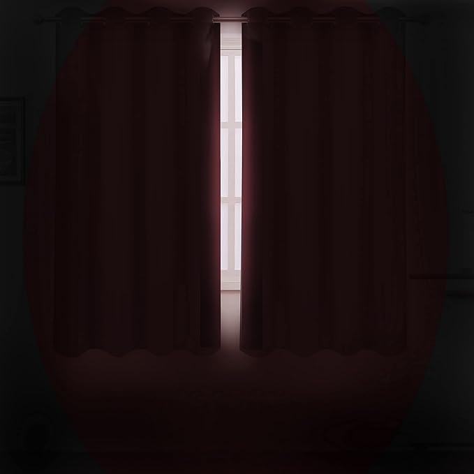 LEMOMO Burgundy Red Blackout Curtains 42 x 63 Inch Length/Set of 2 Curtain - Image 3