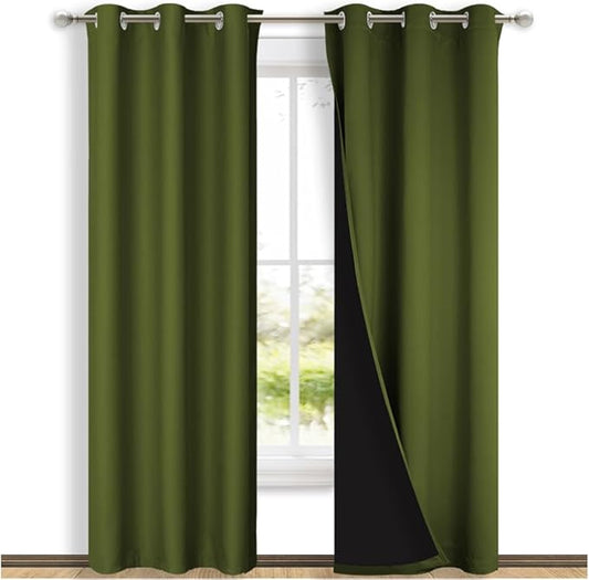 NICETOWN Blackout Curtains 84 inches Long, 2 Pieces, Olive Green, Full Light by NICETOWN