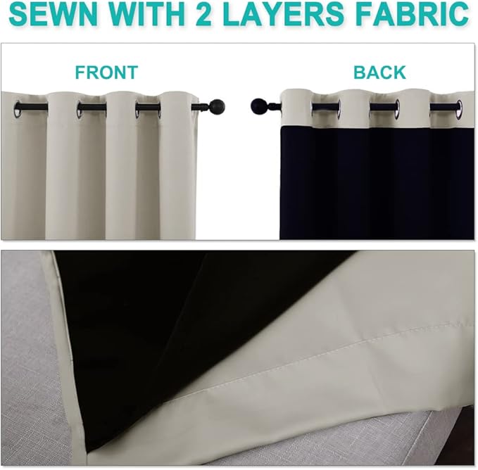NICETOWN 100% Blackout Window 84in Curtain Panels, Cold and Light Blocking - Image 5