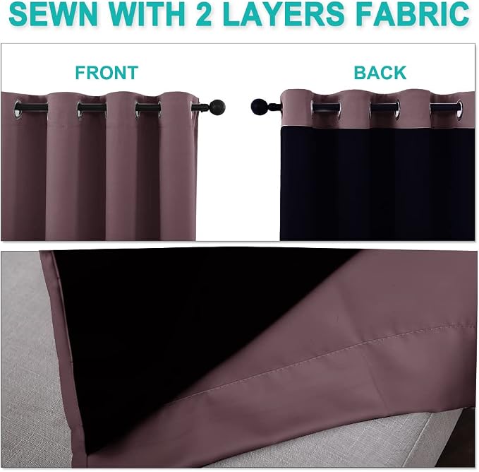 NICETOWN 100% Blackout Window Curtain Panels, Full Light Blocking Drapes - Image 5