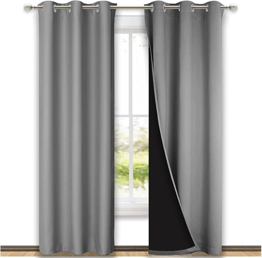 NICETOWN Silver Grey Full Shade Curtain Panels, Pair of Thermal Insulated & by NICETOWN