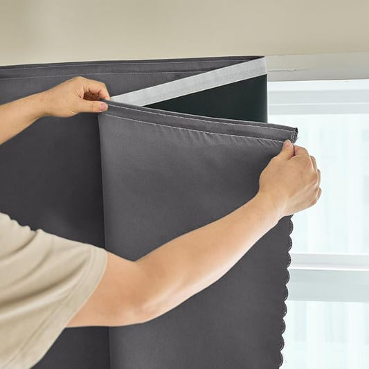 AJAZZ 100% Black Out Curtains Adhesive Blackout Temporary Curtain Rod No by AJAZZ