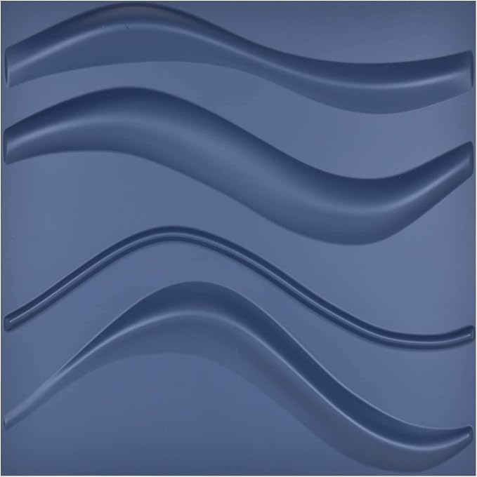 Art3d Navy Blue 3D Wall Panel PVC Slim Wave Covers 32 Sqft, by Art3d